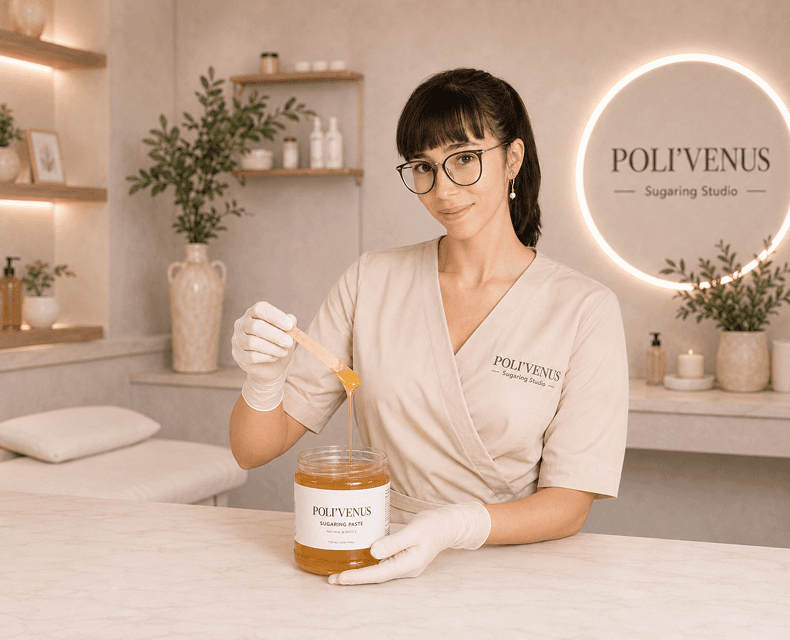 Sugaring specialist preparing professional sugar paste in a warm studio